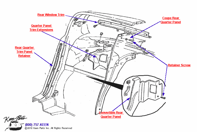 Rear Quarter Panels Diagram for a 2016 Corvette