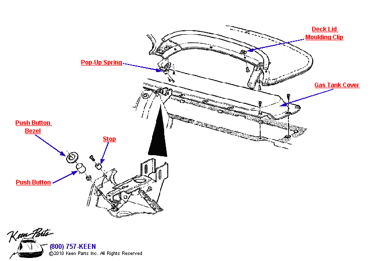 Deck Lid Opener Diagram for a 1977 Corvette
