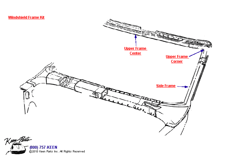 Windshield Frame Diagram for a 1969 Corvette