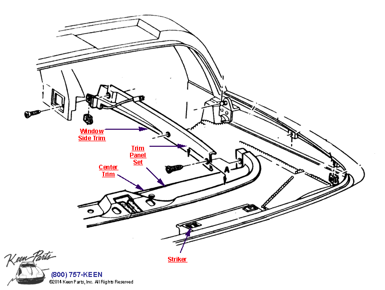 Rear Window Trim Diagram for a 1992 Corvette