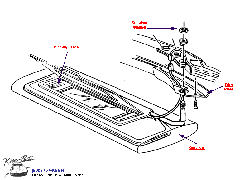 Sunvisor Diagram for a 1986 Corvette