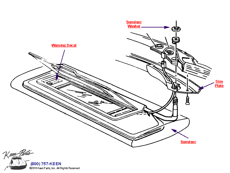 Sunvisor Diagram for a 1953 Corvette