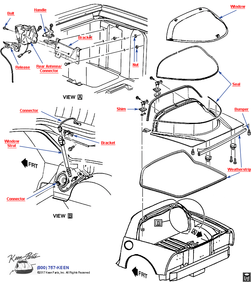 Rear Compartment- Coupe Diagram for a 1965 Corvette