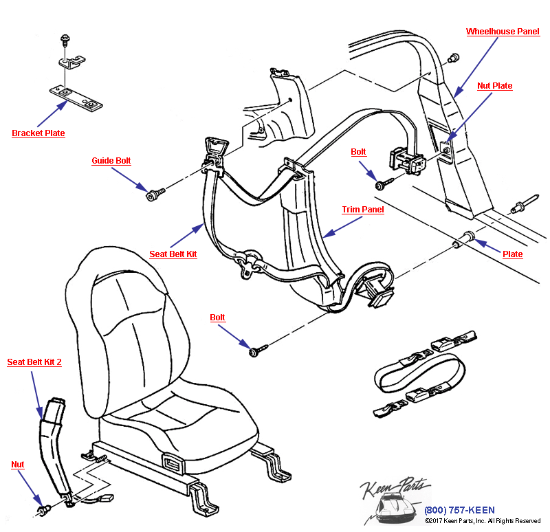 Seat Belts- Canadian Base Equipment Diagram for a 1977 Corvette