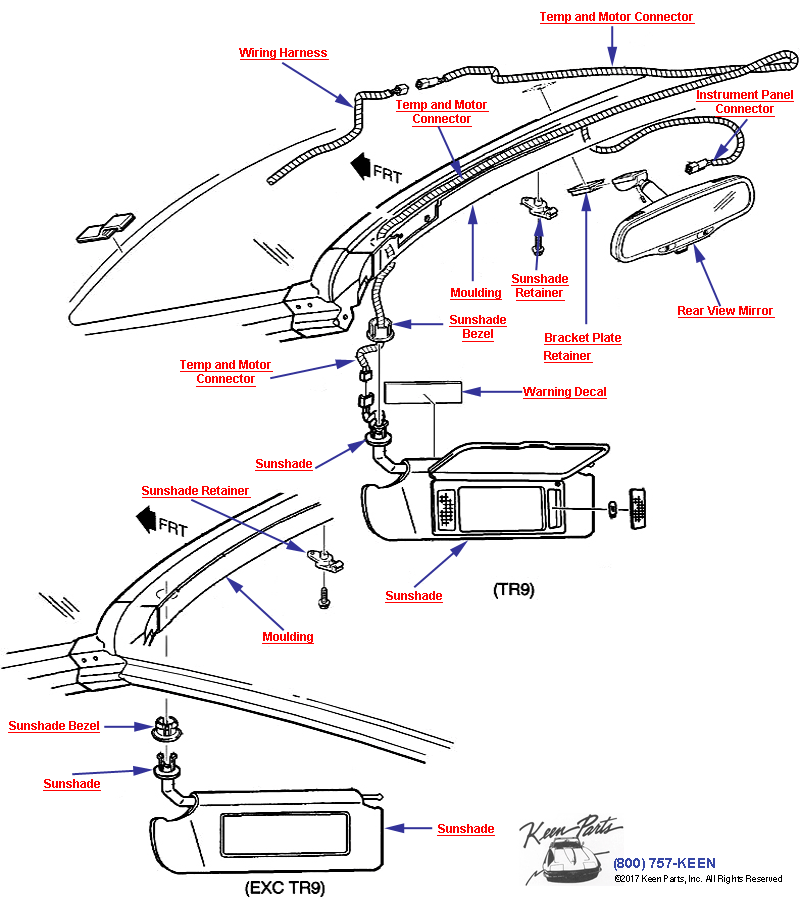 Rear View Mirror Diagram for a 1997 Corvette