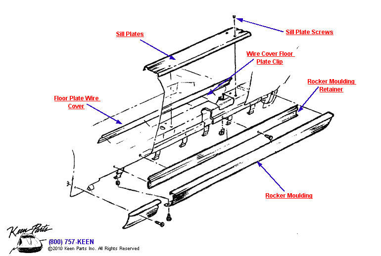 Door Sills &amp; Floor Plates Diagram for a 1996 Corvette