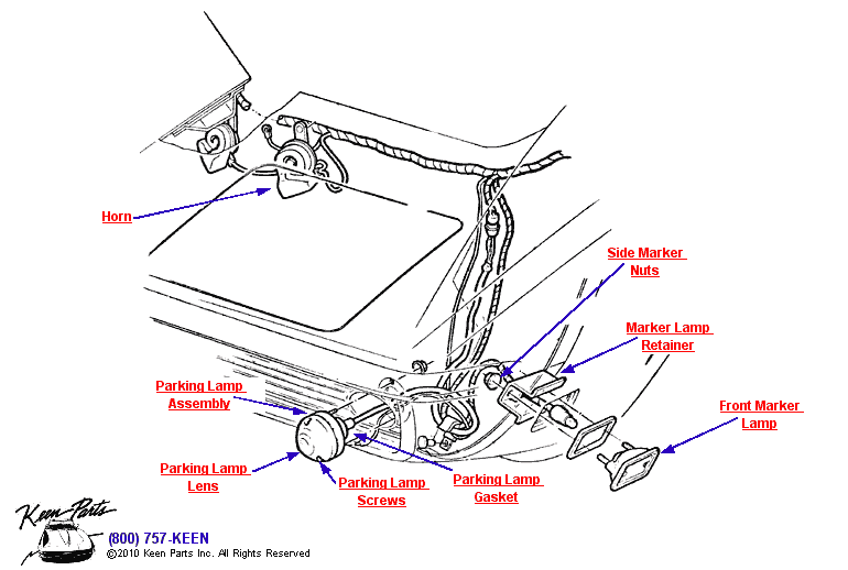 Parking &amp; Marker Lamps Diagram for a 1971 Corvette