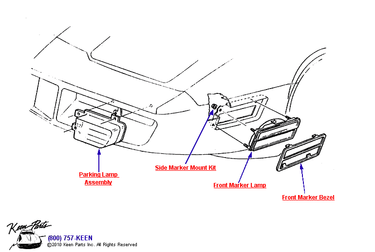 Parking &amp; Front Markers Diagram for All Corvette Years