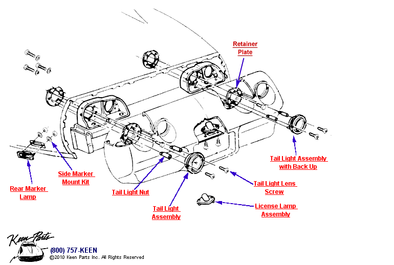 Rear Marker &amp; Tail Lights Diagram for a 1962 Corvette