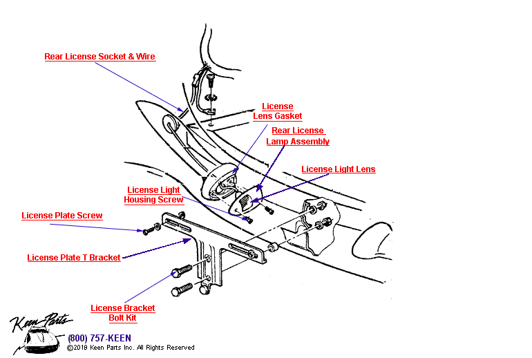 Rear License Lamp Diagram for a 1990 Corvette