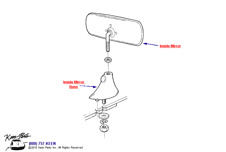 Inside Mirror Diagram for All Corvette Years