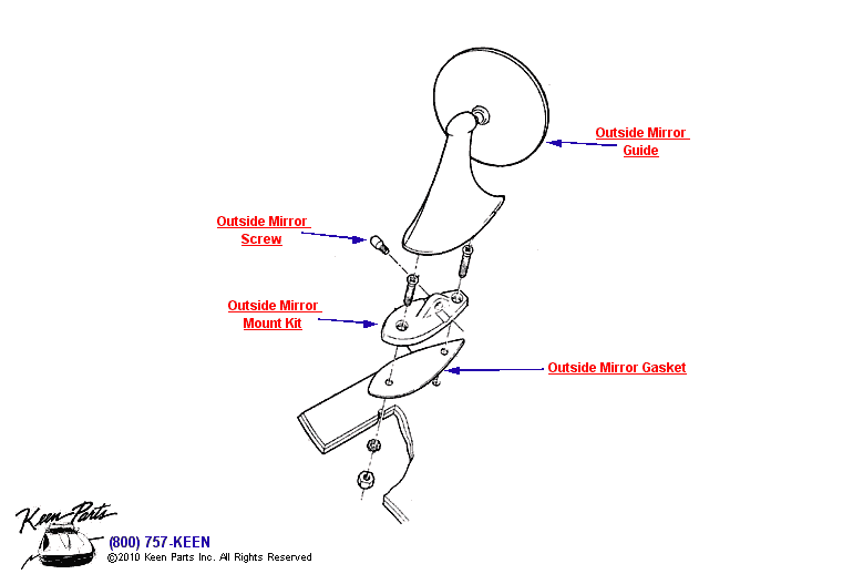 Exterior Mirror Diagram for All Corvette Years