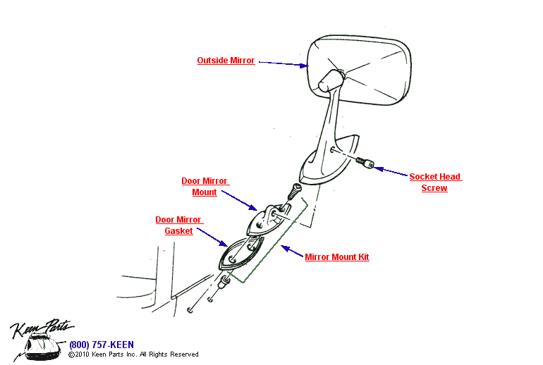 Outside Mirror Diagram for a 1992 Corvette