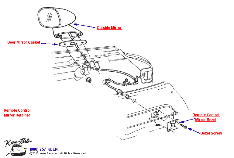 Remote Control Mirror Diagram for a 1991 Corvette