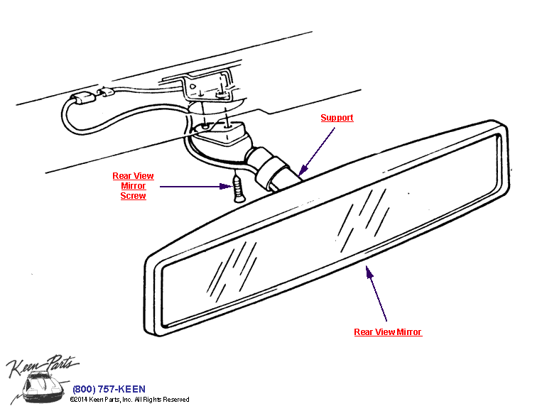 Rear View Mirror Diagram for a 1987 Corvette