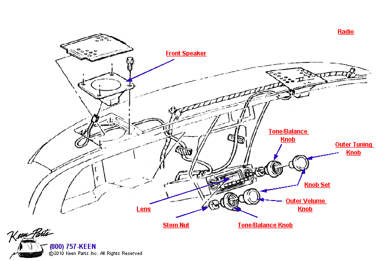 Radio &amp; Front Speakers Diagram for a 2023 Corvette