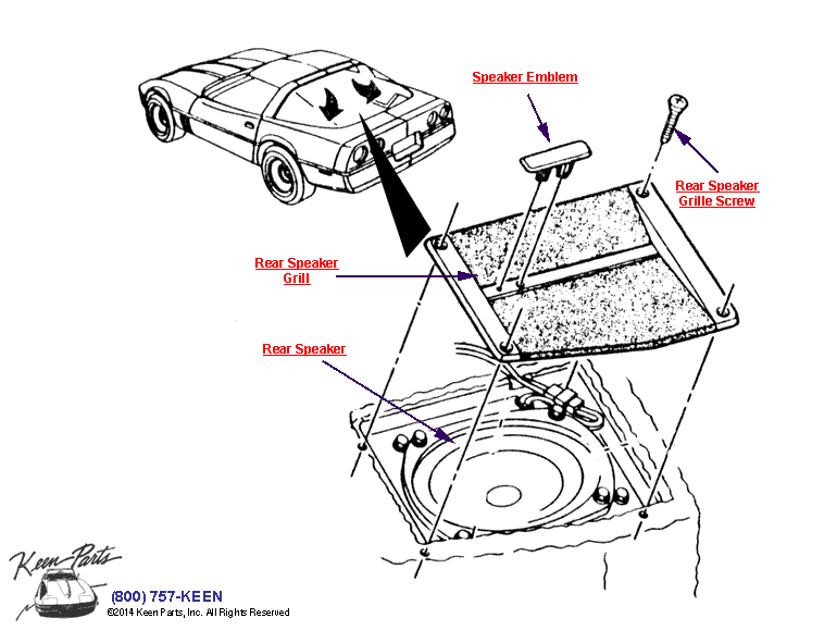 Rear Speakers Diagram for a 1958 Corvette