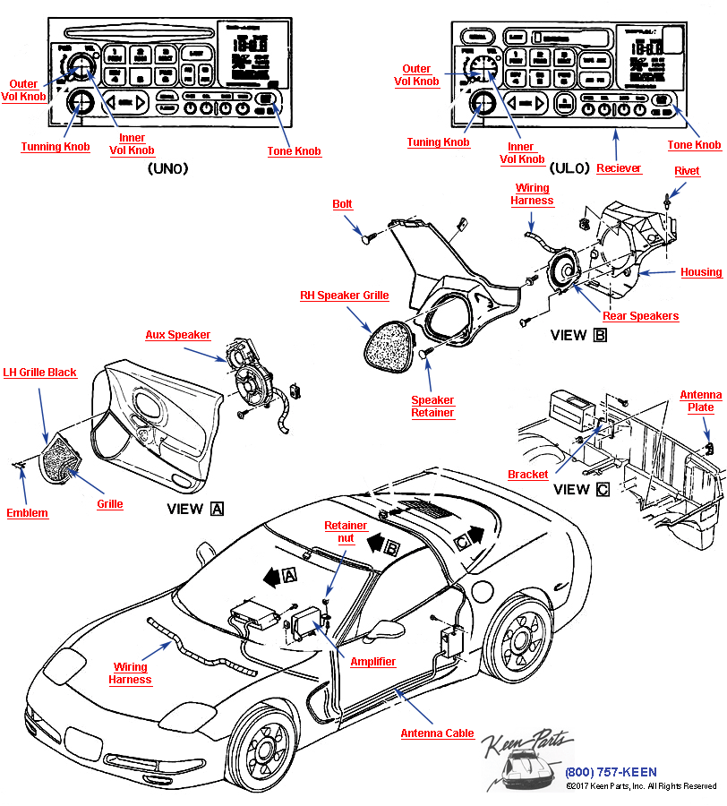 Coupe Radio Diagram for a 1995 Corvette