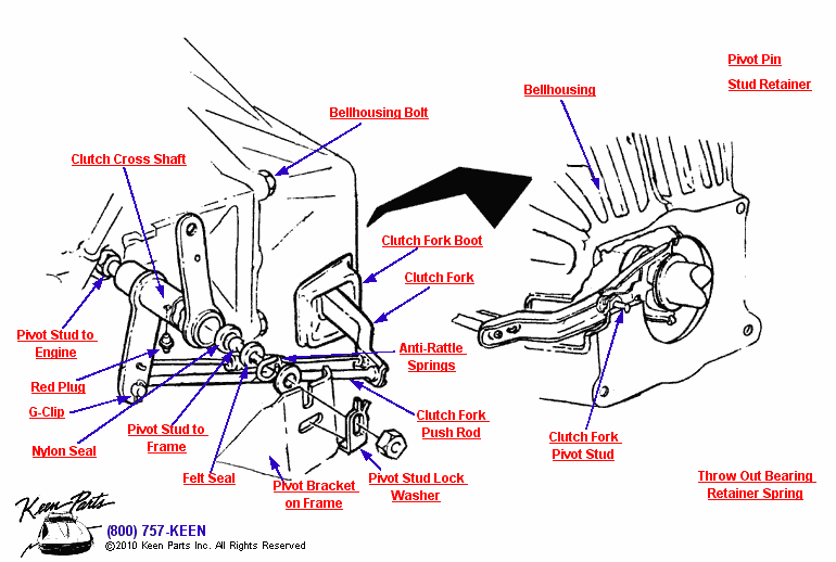 Clutch Control Shaft Diagram for a 2005 Corvette