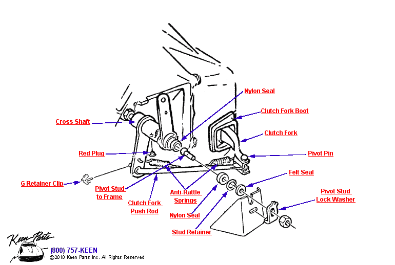 Clutch Control Shaft Diagram for a 1969 Corvette