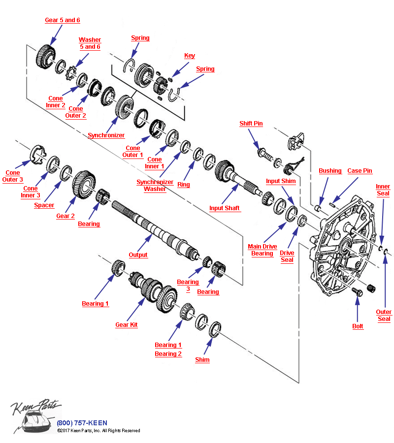 6-Speed Manual Transmission Gears &amp; Shafts Diagram for a 2021 Corvette