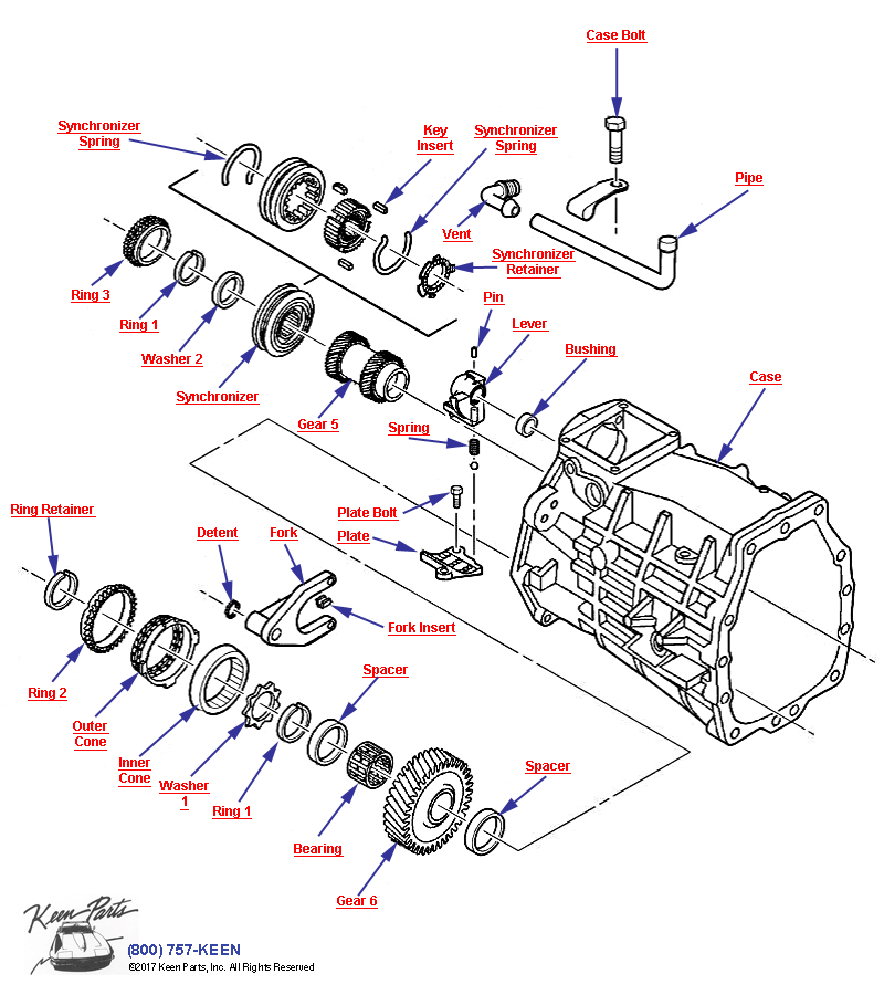 6-Speed Manual Transmisison 6th &amp; Reverse Gears Diagram for a 2013 Corvette