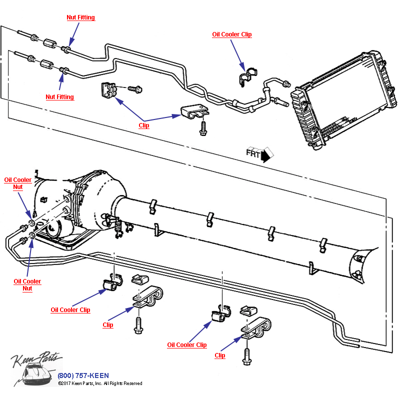 Automatic Transaxle Oil Cooler &amp; Pipes Diagram for a 1976 Corvette