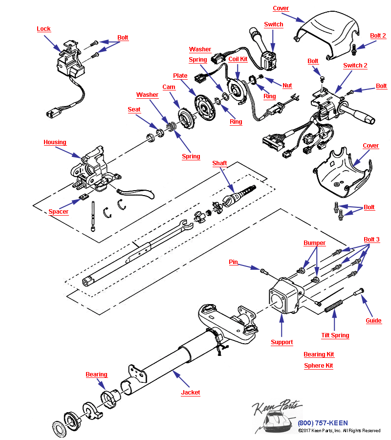 Steering Column- Tilt only Diagram for a 1969 Corvette