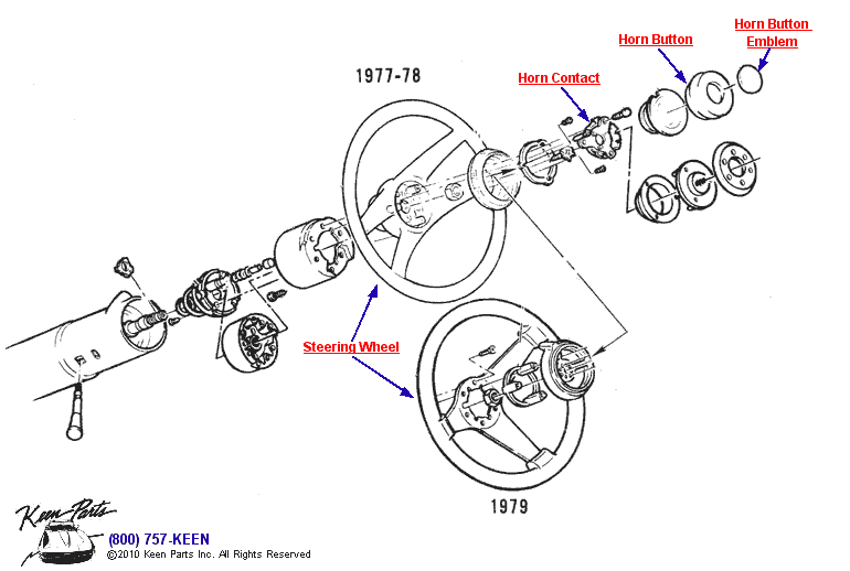 Steering Wheel &amp; Horn Button Diagram for a 1993 Corvette