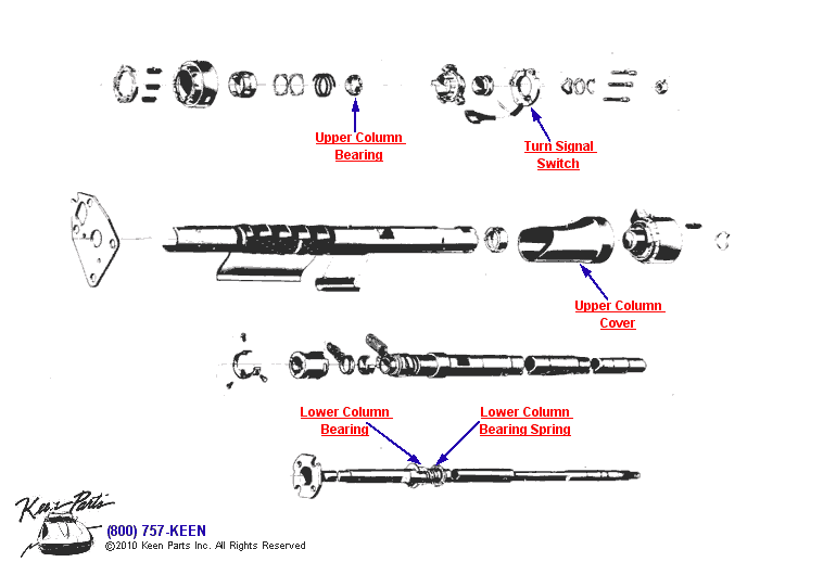 Standard Steering Column Diagram for a 1968 Corvette