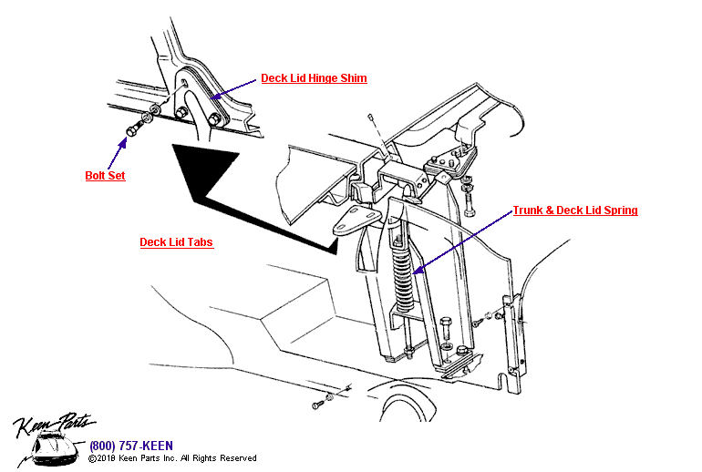 Hinge &amp; Spring Details Diagram for a 1961 Corvette