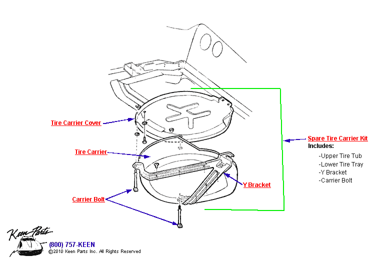 Spare Tire Carrier Diagram for a 2020 Corvette