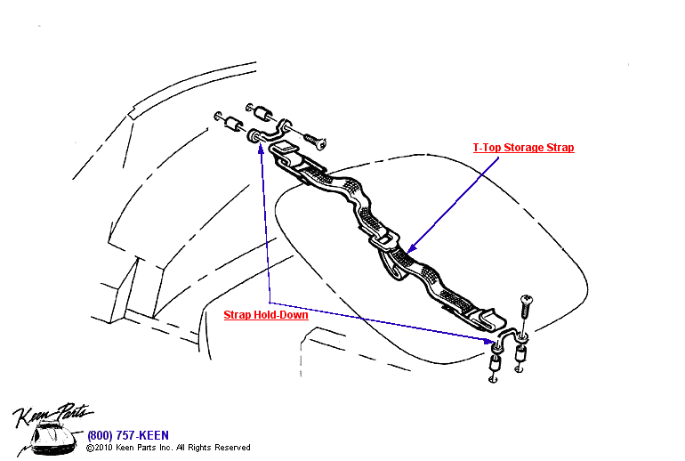 T-Top Storage Strap Diagram for a 1975 Corvette