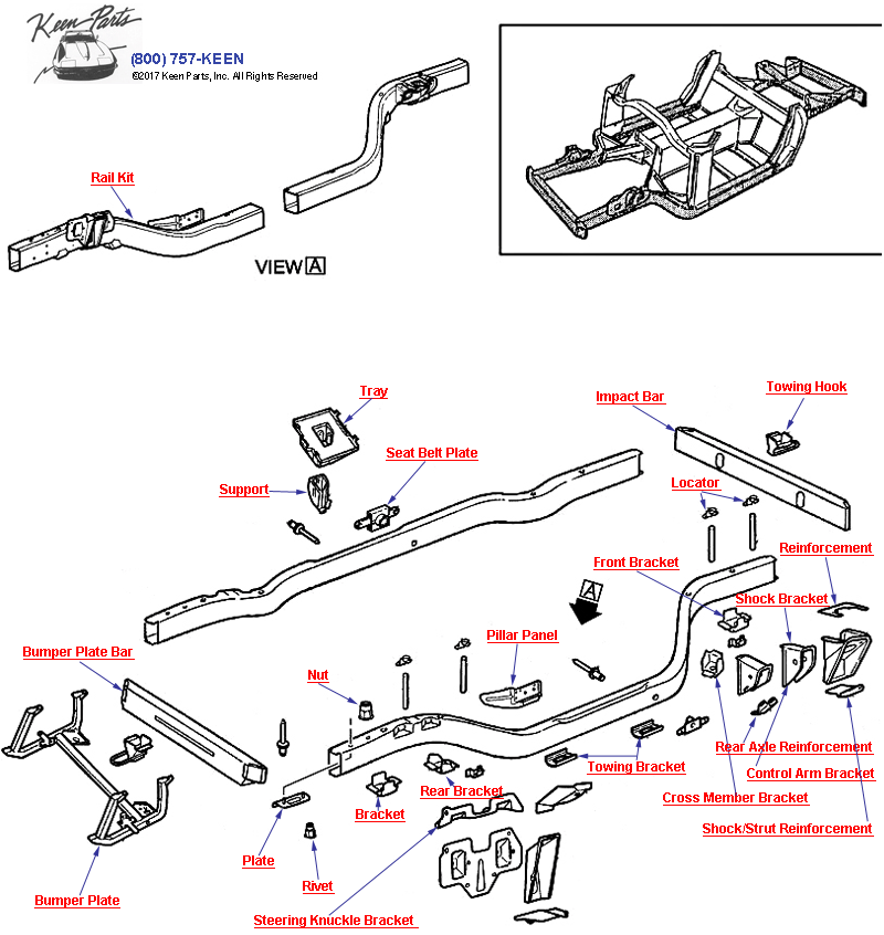 Frame Assembly Diagram for a 1961 Corvette