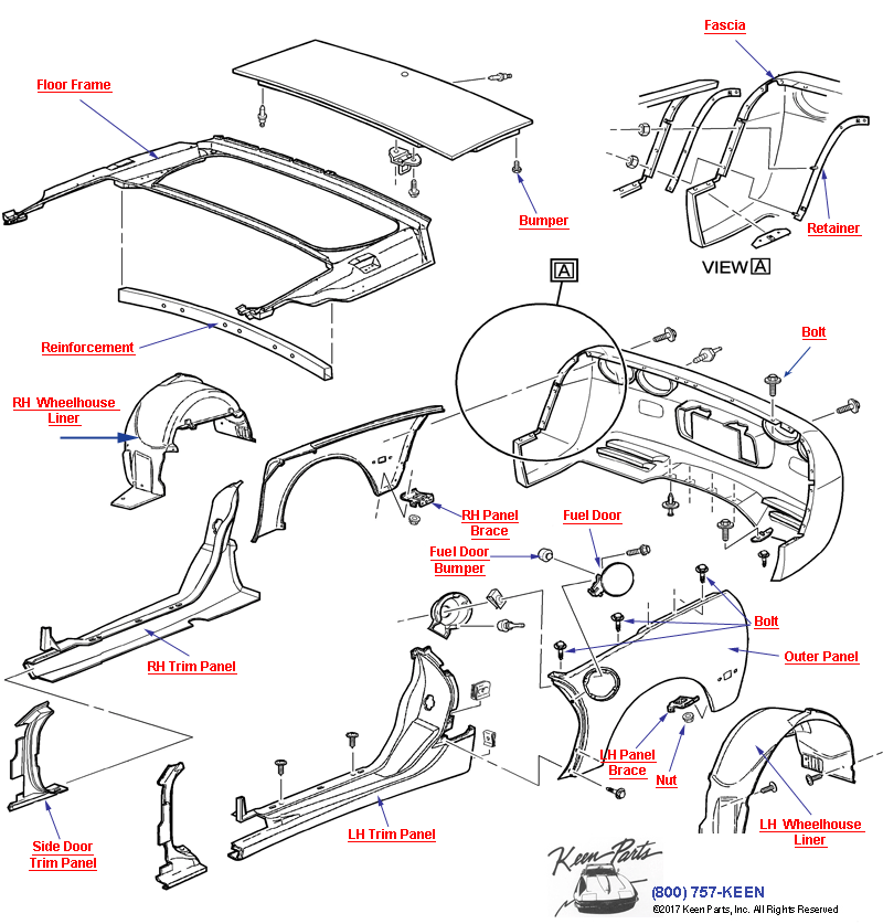 Body Rear- Convertible Diagram for a 1985 Corvette