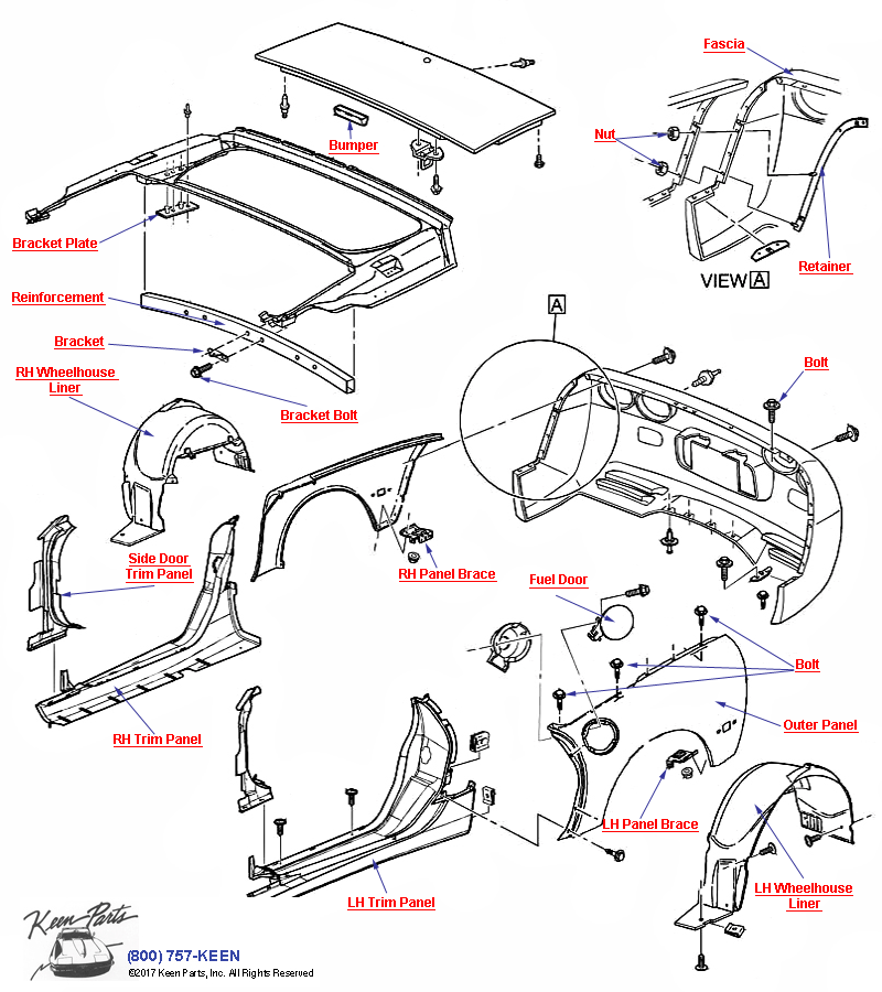 Body Rear- Hardtop Diagram for a 1962 Corvette