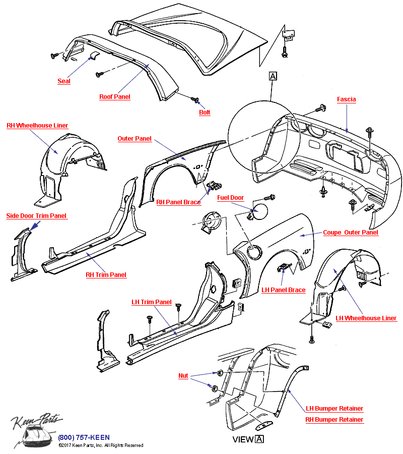 Body Rear- Coupe Diagram for a 1995 Corvette