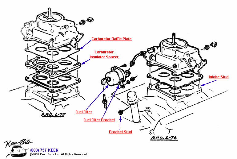 300 HP Carburetor &amp; Fuel Filter Diagram for a 1964 Corvette