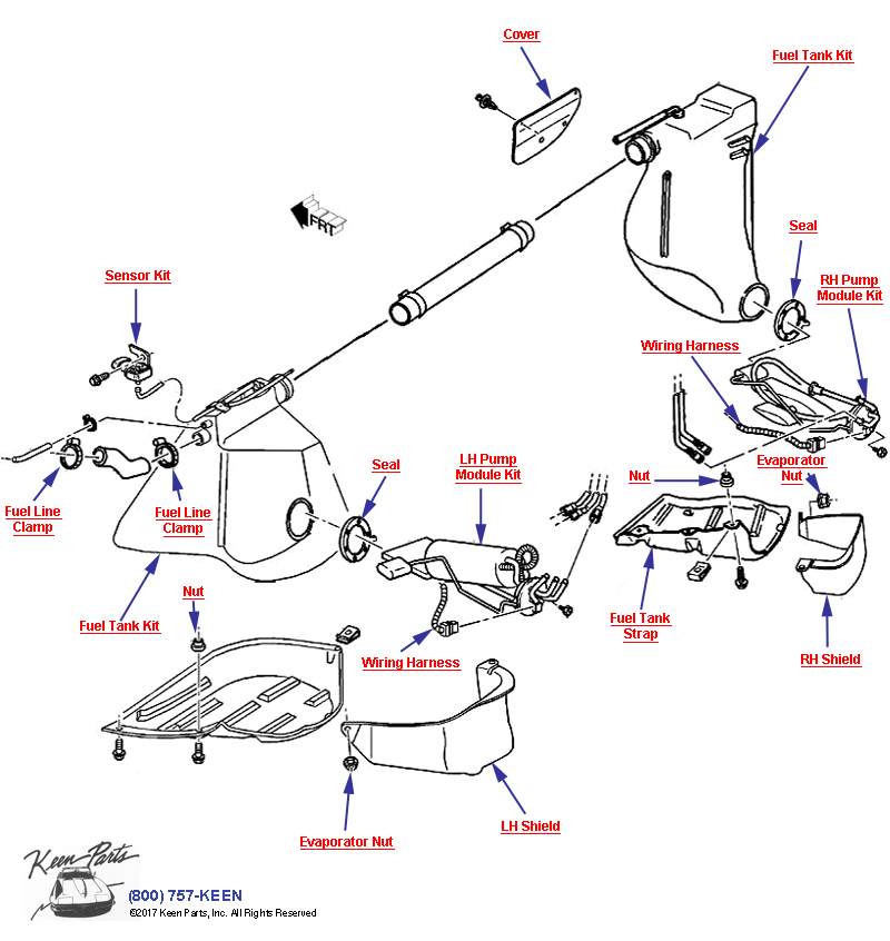 Fuel Tank &amp; Mounting Diagram for a 2010 Corvette