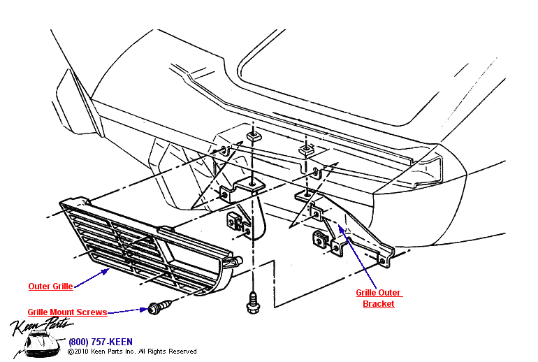 Outer Grille Diagram for a 1998 Corvette
