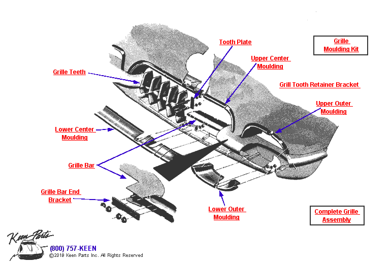 Grille &amp; Moulding Diagram for a 1965 Corvette