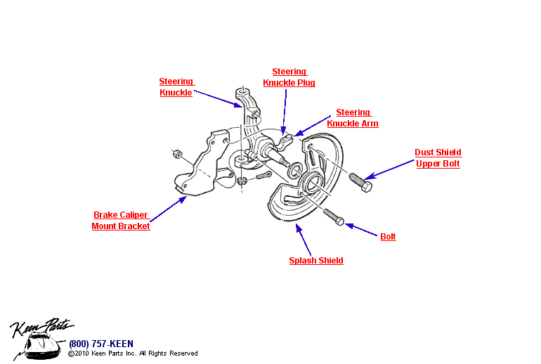Steering Knuckle Assembly Diagram for a 1963 Corvette