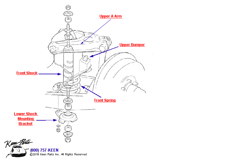 Front Shock Diagram for a 2023 Corvette