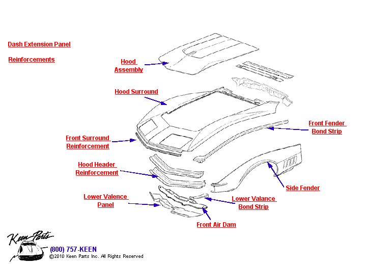 Front Body Diagram for All Corvette Years