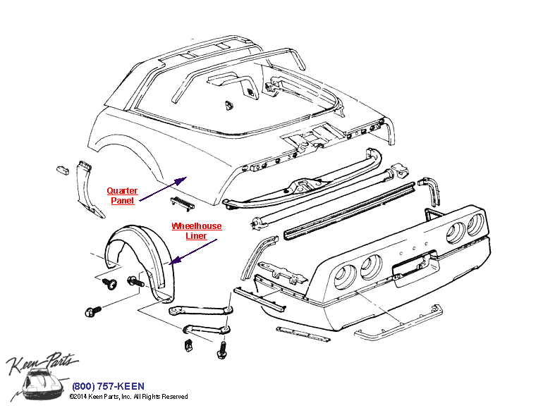 Rear Body Diagram for a 1970 Corvette