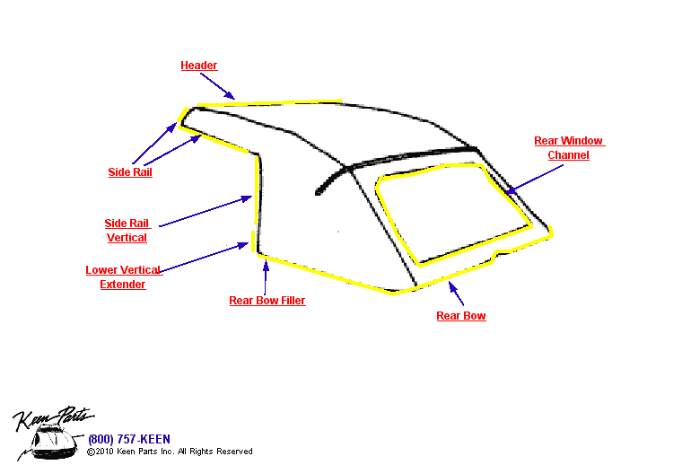 Hard Top Detail Diagram for a 2012 Corvette