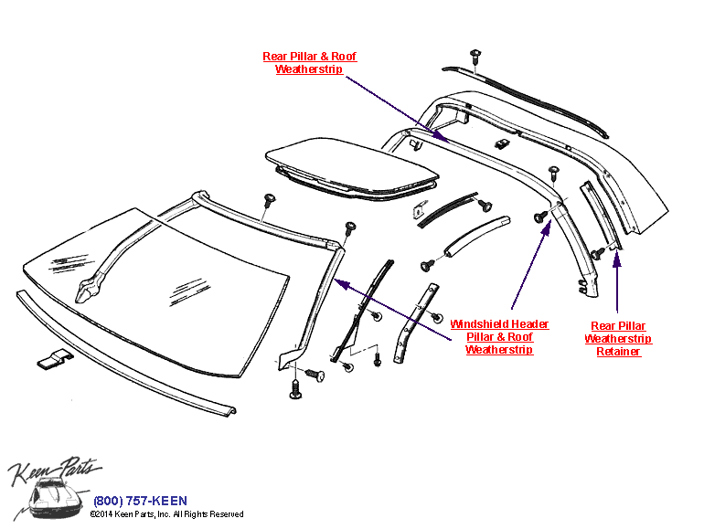 Coupe Roof and Windshield Diagram for a 1989 Corvette