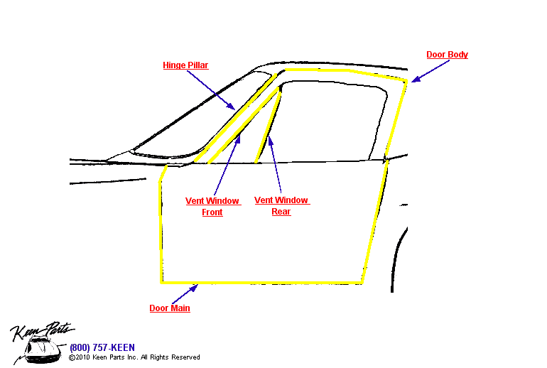 Coupe Window Detail Diagram for a 1993 Corvette