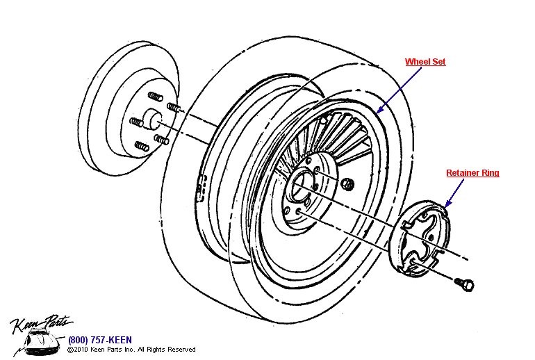 Wheels &amp; Retainers Diagram for a 2024 Corvette