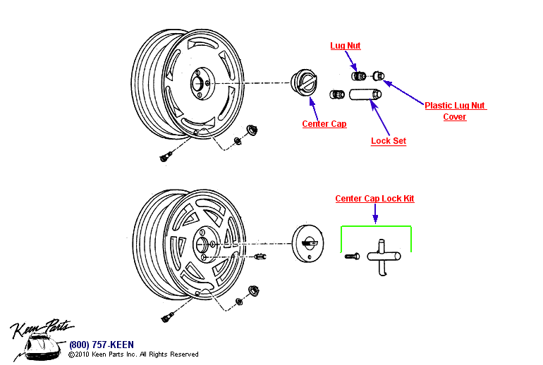 Wheels &amp; Center Caps Diagram for a 1995 Corvette